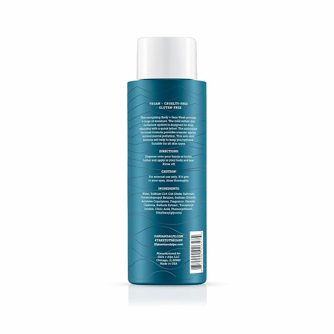 Oars + Alps Body Wash for Men, Mens Body Wash & Face Cleanser with Vitamin E & Antioxidants, Moisturizing, Paraben & Sulfate Free Cleanser, Alpine Tea Tree, 1pk