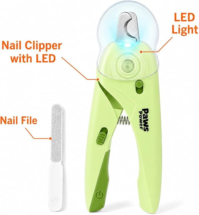 Cat Nail Clipper & Small Dog Nail Clippers with LED Light - Illuminates Nails & Bloodline for Safe, Easy Trimming - Extra Sharp, Avoid Over-Cutting - Essential Cat Supplies, Green