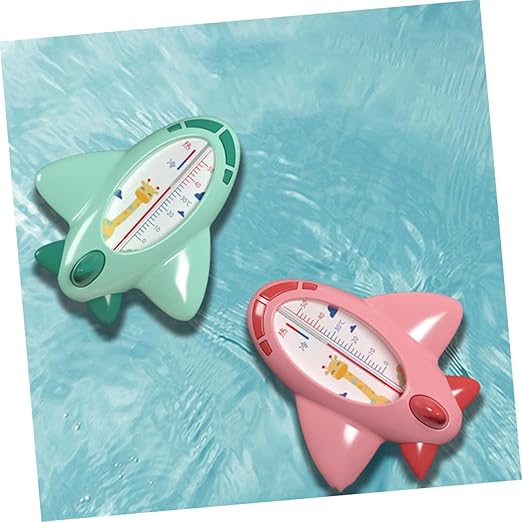 Toyvian Bath Thermometer Green Cartoon Plane Shape Accurate Water Temperature Reading Safe for Newborn Shower and Bath Easy to Use Material