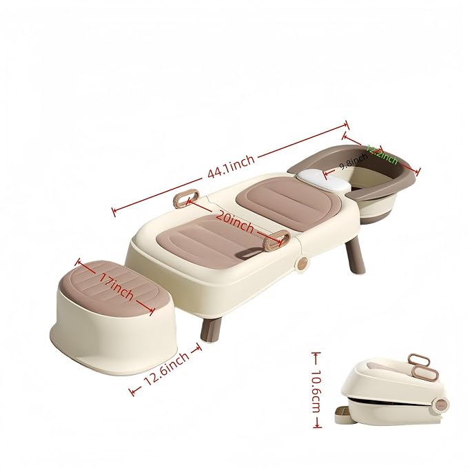 Portable Hair Washing Station,Hair Washing Station for Kids,Baby Bath seat Chair,Foldable Shampoo Chair for Kids,Toddlers,Pregnant Women, Adults,Older People(2,44inch)