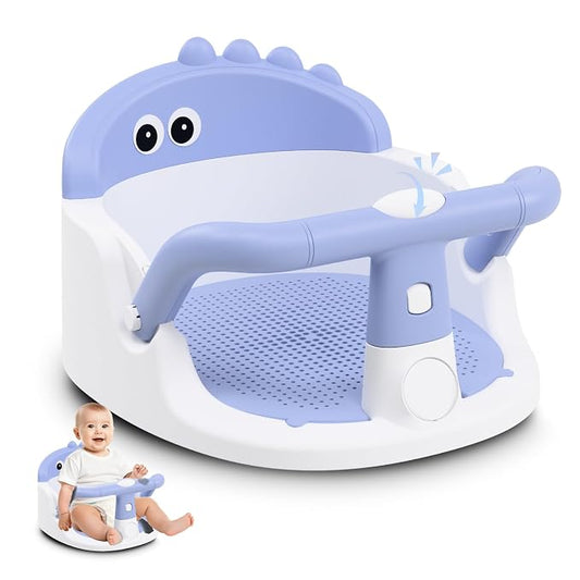 Baby Bath Seat for Babies 6 Months & Up Sitting Up, Non-Slip Baby Bath Chair with Suction Cup, Safe and Comfortable Portable Infant Bath Seat for Bathroom, Bathtub Tub, Easy to Clean (Blue)