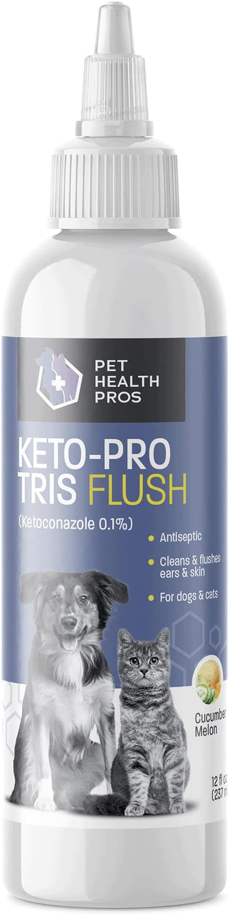 Keto-Pro Tris Flush - Dog Ear Cleaner Solution Dog Ear Wash - Cat and Dog Ear Drops for Odor and Dog Ear Treatment - Cat Ear Cleaner Dog - 12 oz