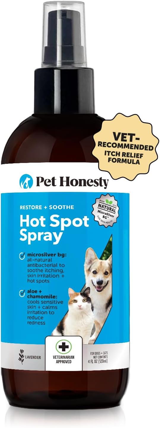 Restore + Soothe Hot Spot Spray for Dogs & Cats – Gentle Dog Skin Spray with Aloe Vera & MicroSilver BG – Soothes Itching, Hot Spots & Irritation – Dog Itch & Hot Spot Remedy for Sensitive Skin – 4oz