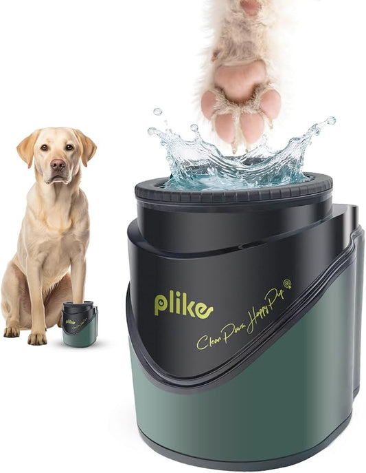 Plike Electric Dog Paw Cleaner, Automatic Washing Cup for Pets | Infrared Sensor, Gentle Silicone Brushes, Smart Drainage System, Two-Way Rotation, Easy Cleaning for Medium & Large Dogs