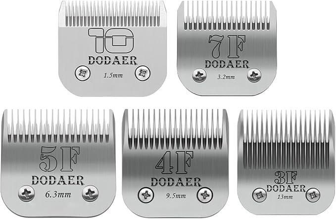5Pcs Dog Grooming Blades Set,Compatible with Andis,OsterA5,Wahl KM10 Series | Include 10/7F/5F/4F/3F Detachable blade ,Made of Stainless Steel