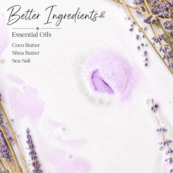 EvolutionUSA 3 Lavender Dreams Bath Bombs for Women – Organic Flower Bath Bombs, Soft Lavender Bath Fizzers, Womens Bath Gift Valentines or Easter, Beautiful Bath for Girls, Mothers Day