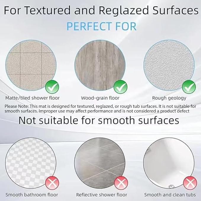 Bathtub Mat Non-Slip Silicone Soft Odorless Large Bath Mat No Suction Cups for Refinished,Reglazed and Textured Shower Mats Non Slip Extra Long Tub Mat (16x40inch Beige)