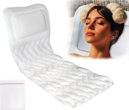 EMMTEEY Full Body Bath Pillow for Tub,Bathtub Pillow for Head and Neck Support, Soft Tub Pillow for Comfort, Non-Slip Bath Cushion for Women, Men and Seniors Bath Accessories