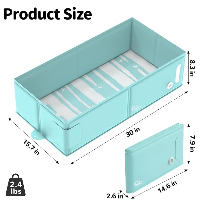 Baby Bathtub for 6M-3Y Toddler, Baby Shower Gifts & Registry Search for Boys Girls, Collapsible & Portable Bathtub for Beach Vacation Travel, Bath Essentials for Toddler, Newborn, Kids