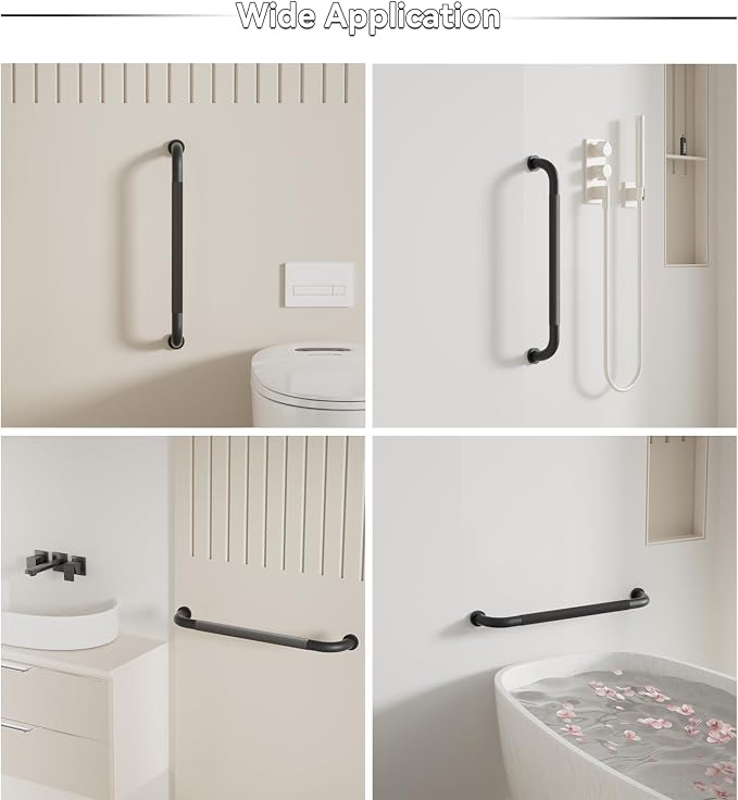 42 Inch Shower Grab Bar, Matte Black Bathroom Grab Bar Handle with Anti-Slip Knurled Grip, Stainless Steel Bath Balance Bar, 1.25" Diameter Bath Safety Bar Support for Seniors Elderly Pregnant