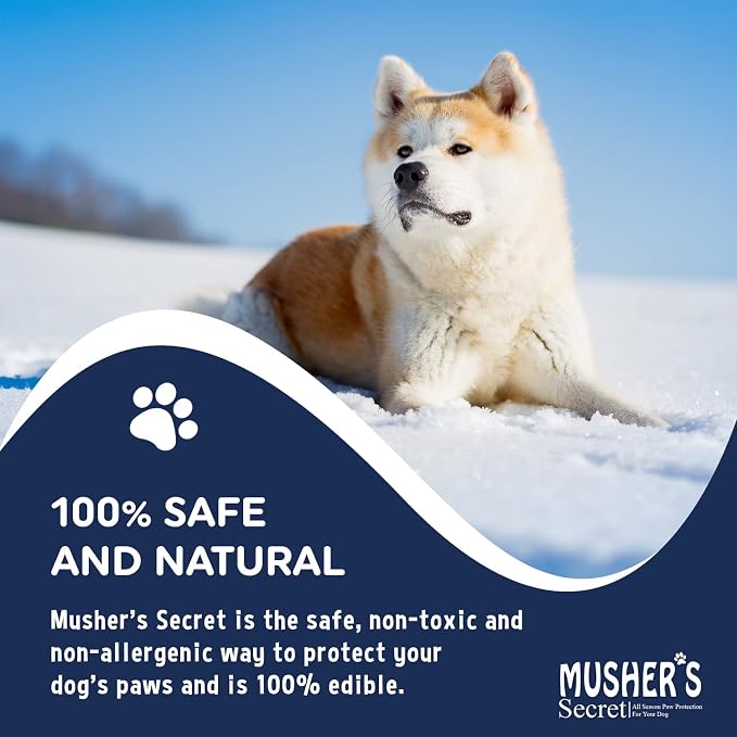 Musher's Secret Dog Paw Wax 60g – Lick Safe Moisturizer for Cracked Pads – Nose & Paw Care Balm – Helps Protect from Hot Pavement & Snow with Vitamin E