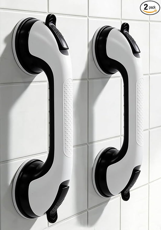 2 Pack Grab Bars for Shower Handle, Elderly Assistance Products, Seniors Removable Bar Safety, Suction Cup Handles for Bathtubs and Showers/Bathroom/Walls, Heavy Duty Handrails Grip 500lbs,No Drilling