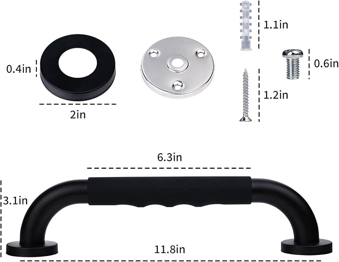 Grab Bars for Shower,12 Inch Grab Bars for Bathtubs and Showers Shower Handles for Elderly,Stainless Steel Shower Handle Toilet Handicap Senior Assist Bathroom Saft Handle