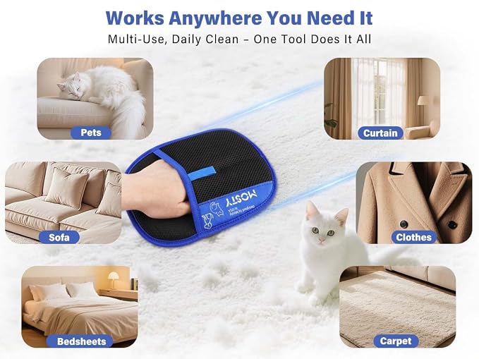 MOSTY Reusable Electrostatic Pet Hair Removal Gloves, 1PC | for Dogs & Cats, Magic Quick Fur Remover Tool for Sofa, Couch, Carpet Laundry & Car Seats, Must for Pet Owner