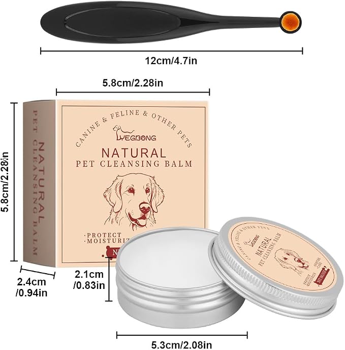 AOMIG Tear Stain Remover for Dogs and Cats, Natural Gentle Pet Eye Cleaner Balm with Brush, Safe Professional Daily Eye Care for Tear Stains Gunk, Relief Dry Reduces Rednes, 1 oz
