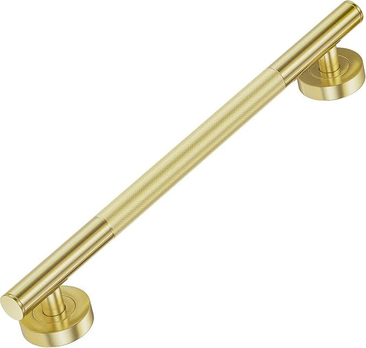 Lava Odoro Gold Shower Grab Bars, 18" Stainless Steel Bathroom Safety Grab Bar, Upgrade Anti-Slip Knurling Shower Grab for Bathtub, Shower Handle for Elderly and Handicap, ADA Compliant SG009-SG-K