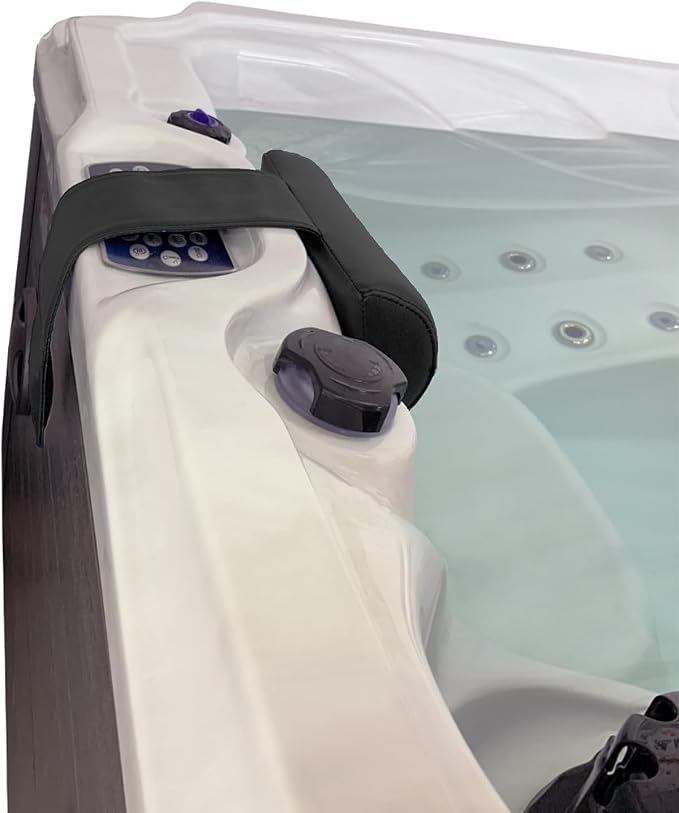 Poolzilla Universal Black Spa Pillow, Made of Soft Foam for Outdoor Hot Tubs and Chaise lounges - Adjustable Headrest and Weighted that Fits Any Spa
