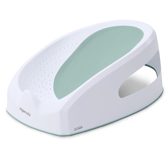 Ingenuity Easy Rinse Baby Bather, Non-Slip Newborn Bath Support for Babies 0-6 Months, Green