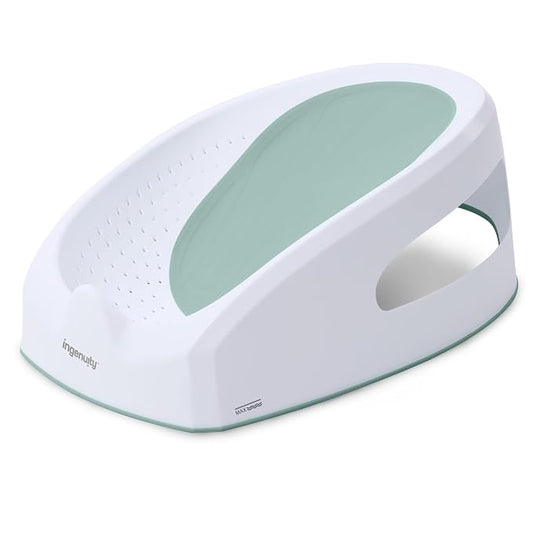 Ingenuity Easy Rinse Baby Bather, Non-Slip Newborn Bath Support for Babies 0-6 Months, Green