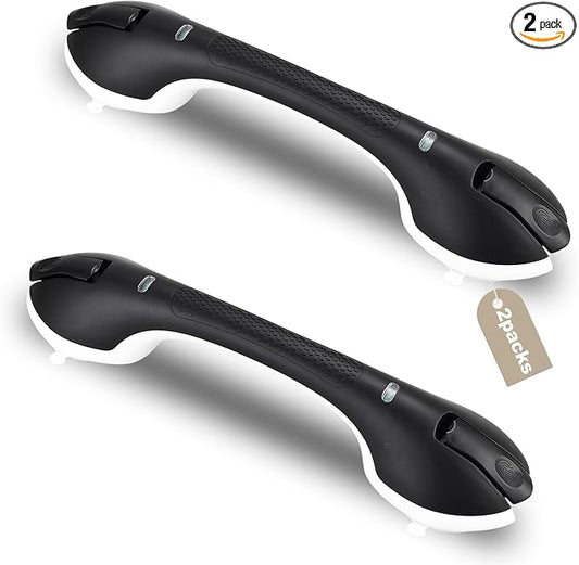 Shower Grab Bar 2 PCS Suction Grab Bars for Bathtubs and Showers, Heavy Duty Shower Handle Removable Shower Handrails for Kids and Elderly, Bathroom Safety Grip Waterproof(Black)