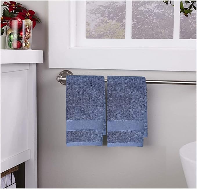 2 Pack Hand Towels for Bathroom- (14 x 30 Inch) 100% Cotton Hand Towel, Highly Absorbent and Quick Dry Face Washcloth, Home Soft Premium Towel for Hotel, Bath, Kitchen and Spa, Set of 2 (Blue)