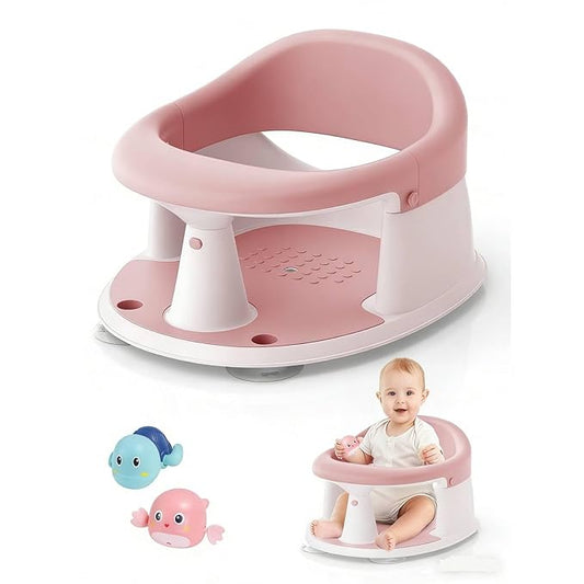 Baby Bath Seat for Babies 6 Months & Up, Bath Seats for Babies Sitting Up, 3 Baby Bath Toys, Open Design, Non-Slip, Compact Toddler Bath Seat.