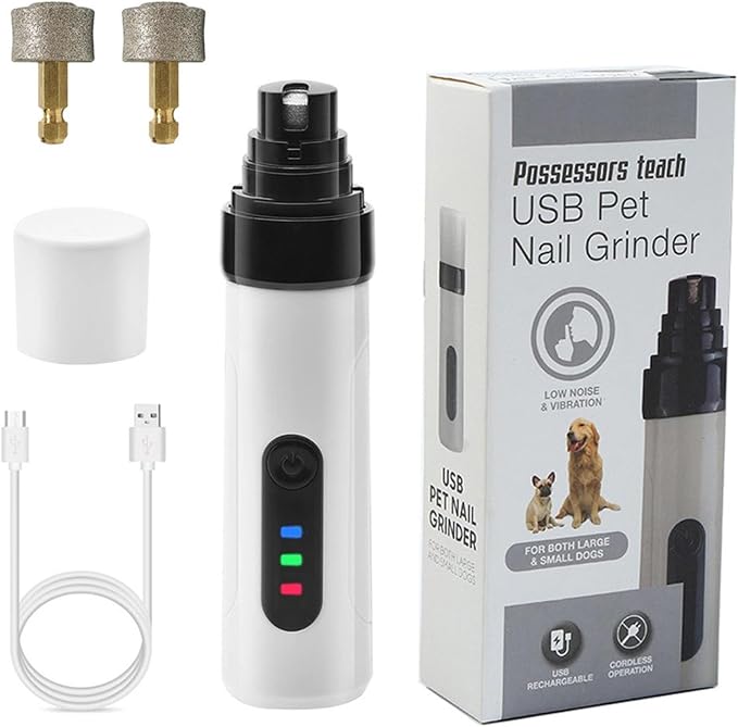 Silent Groom Pro Nail Grinder with 3-Level Battery Indicator – Ultra-Quiet (<40dB) Electric Pet Nail Trimmer for Small & Large Dogs | 2-Speed (6050-7700RPM) & Quick Sensor |USB Rechargeable