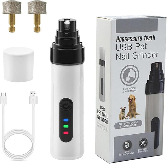 Silent Groom Pro Nail Grinder with 3-Level Battery Indicator – Ultra-Quiet (<40dB) Electric Pet Nail Trimmer for Small & Large Dogs | 2-Speed (6050-7700RPM) & Quick Sensor |USB Rechargeable