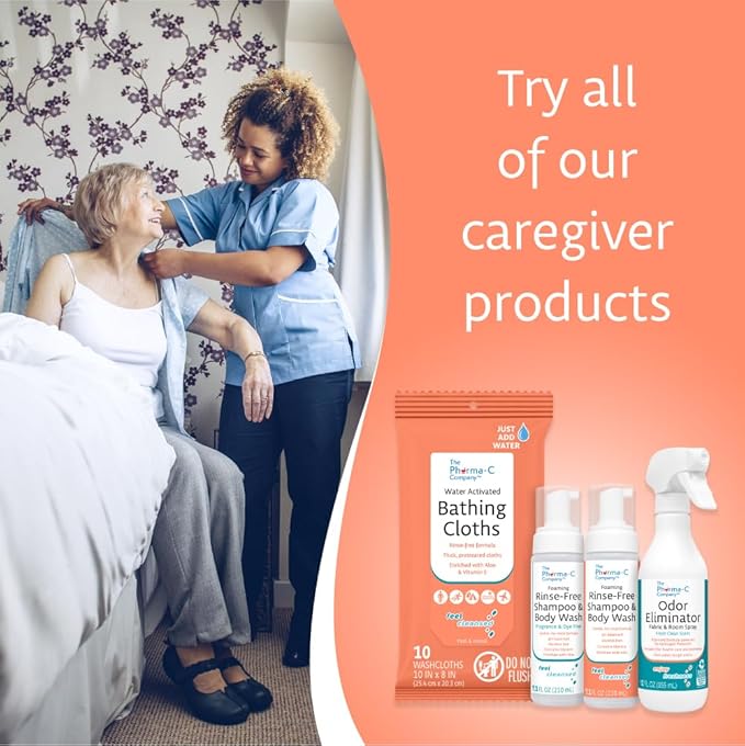 The Pharma-C Company Foaming Rinse Free Shampoo & Body Wash [1 pack] - Waterless - Hospital Tested Gentle No-Rinse Formula Leaves Hair & Body Fresh & Clean (Fragrance & Dye Free)