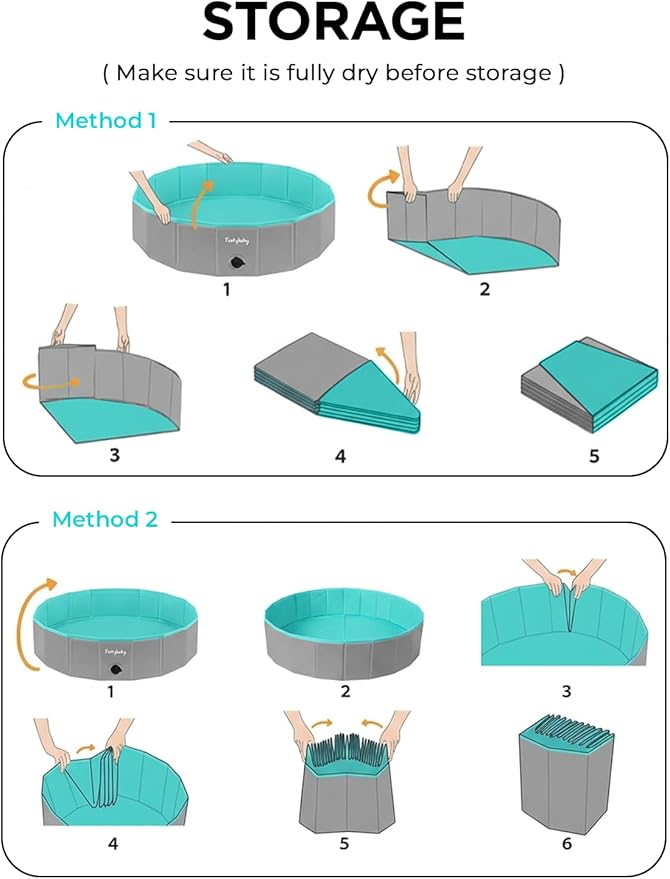 Furrybaby Foldable Dog Pool, Kiddie Pool Hard Plastic, Collapsible Pet Bath Portable Dog Swimming Pool for Pet, Dogs and Cats Grey 32''