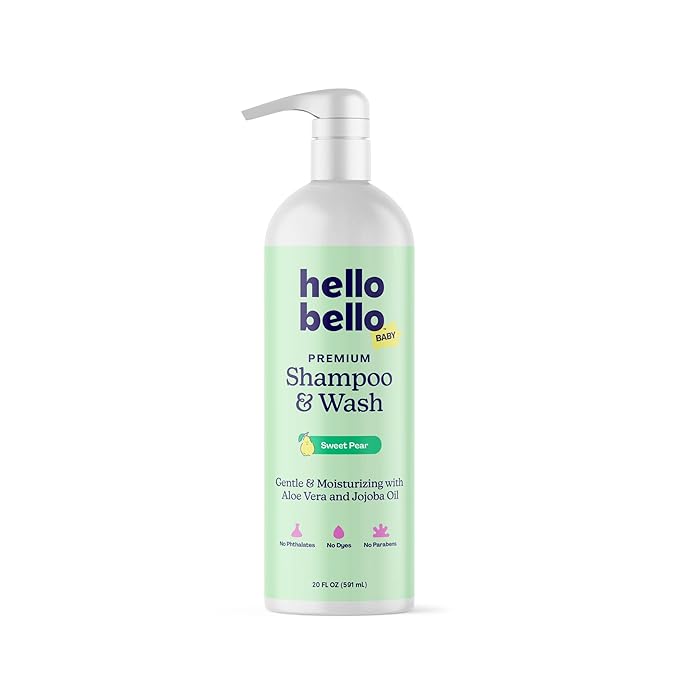 Hello Bello Sweet Pear Shampoo & Body Wash, Hypoallergenic, Dermatologist & Pediatrician Tested Formula for Babies & Kids, 20 FL Oz