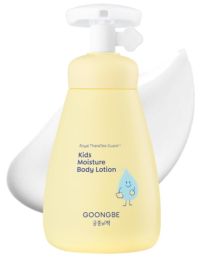 GOONGBE Kids Moisture Body Lotion - 24-Hour Hydrating Daily Moisturizer for Dry Sensitive Skin Ages 3+, Triple Lipid Complex with Ceramide NP, Squalane&Cica, Fast-Absorbing Non-Sticky, 8.45 fl oz