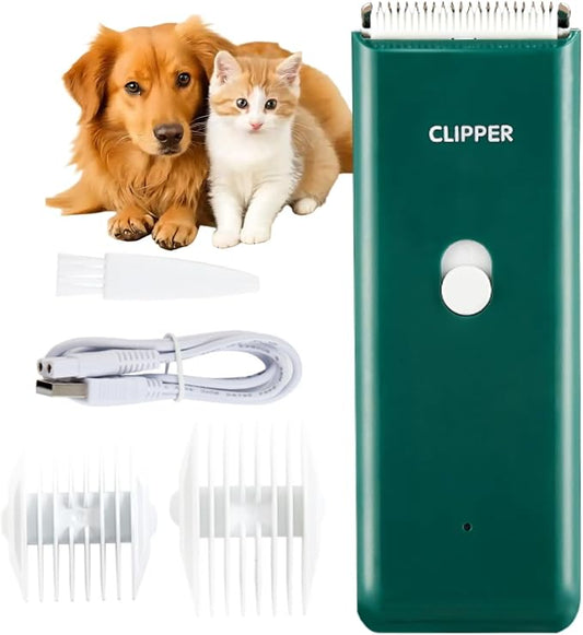 Handy Pet Hair Trimmers Recommended By The Vet,Super Quiet Long Lasting Powerful Dog Clippers(Waterproof USB Rechargeable Grooming Shavers for Dogs and Cats with Matted Coats) Green