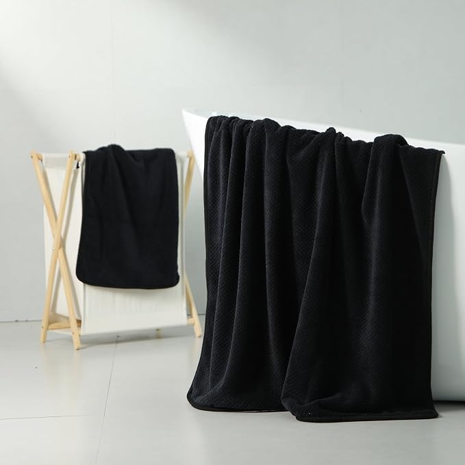 2 Piece Hand Towels Set Set 16x31 Inches,Soft Bath Sheet Towels Highly Absorbent Quick Dry Towels Set for Bathroom Hotel Spa Black