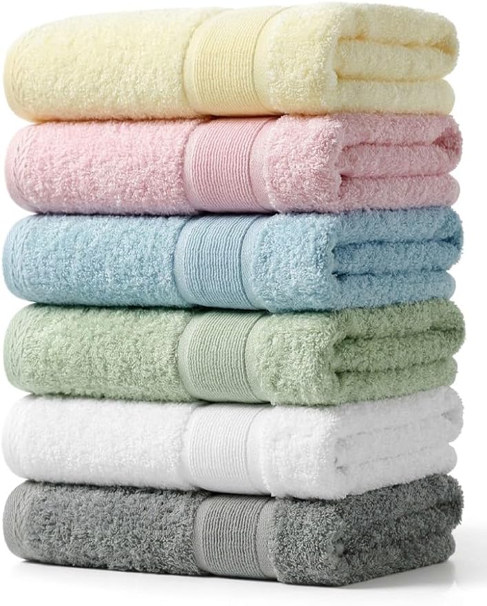 Aibaser Hand Towels-16x30inch - Lightweight and Highly Absorbent Hand Towels for Bathroom, Travel, Gym, Shower and Spa (6 Piece Set)