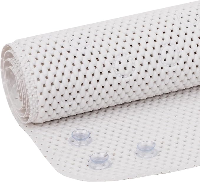 Duck Brand Clorox Cushioned Foam Bath Mat for Tubs, Non-Slip with Suction Cups, 17 Inches x 36 Inches, White (Pack of 4)