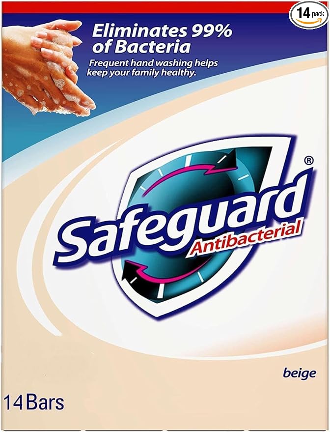 Safeguard 14 bars 4 ounce (113 gram) each beige washes away bacteria antibacterial soap bar bar soap