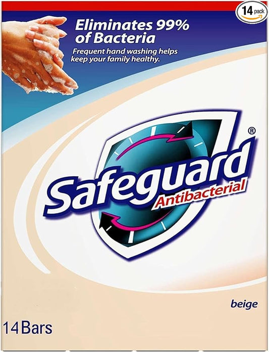 Safeguard 14 bars 4 ounce (113 gram) each beige washes away bacteria antibacterial soap bar bar soap