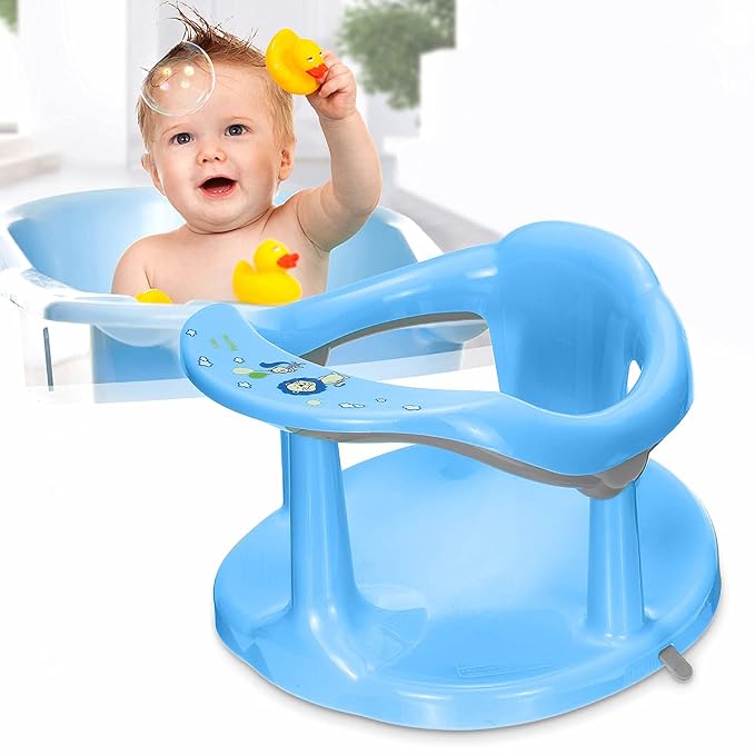 Baby Bath Seat， Portable Toddler Child Bathtub Seat for 6-18 Months，Newborn Baby Bath Seat，Infant Cute Bathtub Support，with Backrest Support and Suction Cups Tub Seats for Babies (Blue)