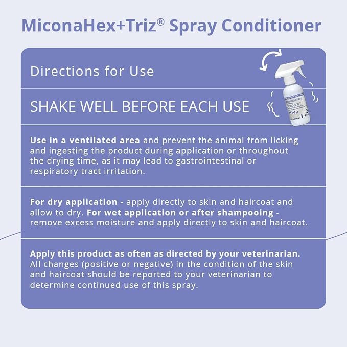 MiconaHex+Triz Spray Conditioner for Dogs, Cats and Horses, 8 oz, Clear