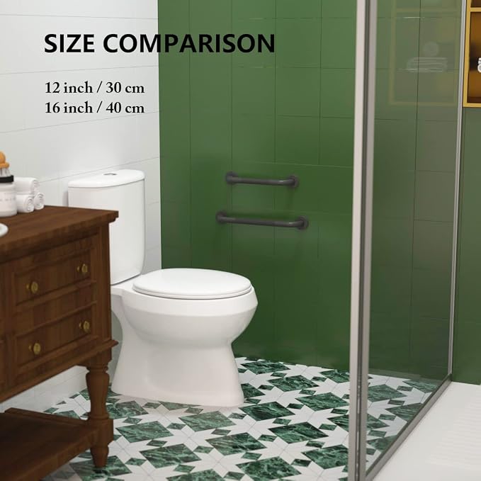 16 Inch Anti Slip Shower Grab Bar Oil Rubbed Black, Munzong Bathroom Grab Bar, Knurled Bathroom Balance Bar,Safety Hand Rail Support Handicap Elderly Injury Senior Assist Bath Handle