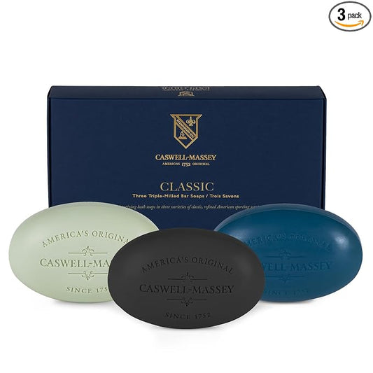 Caswell-Massey Men’s Bar Soap Gift Set – Newport, Oaire & Greenbriar – Moisturizing Triple-Milled Body Wash Bars for All Skin Types, Plant-Based & Essential Oils Formula, Made in USA, 3 x 5.8 oz