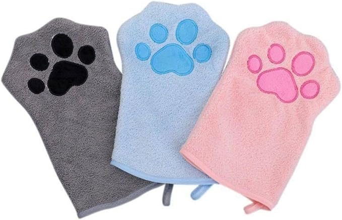 Quick Drying Pet Glove Towel with Hanging Grip Ideal for Dog Bath Comfort Easy and Water Absorption