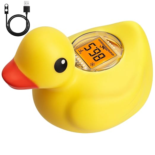 Rechargeable Baby Bath Thermometer | IP68 Waterproof, BPA-Free, Fast Temperature Reading, Backlit Display, For Infants & Toddler