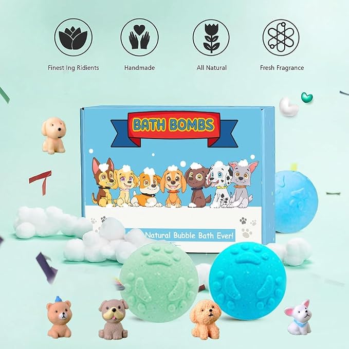 Bath Bombs for Kids with Surprise Inside for Boys Girls Toddlers 20 Pack Kids Gift Set Organic Bubble with Puppy Inside Natural Handmade