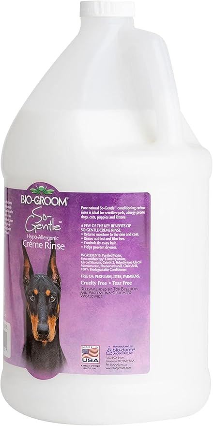 Bio-Groom So-Gentle Hypoallergenic Dog Conditioner - Tearless, Dog & Cat Bathing Supplies, Puppy Wash for Gentle Skin, Cruelty-Free, Made in USA, Tear-Free Products - 1 Gallon