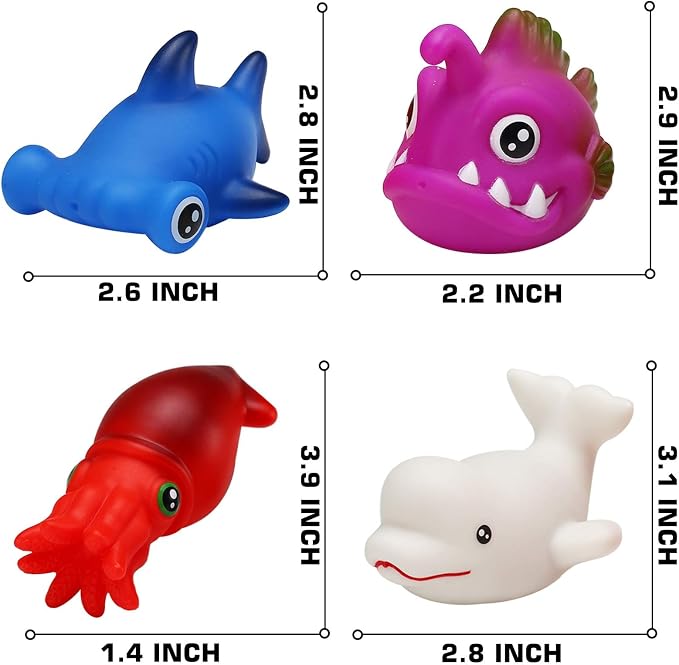 Bath Toys, 12 Pcs Light Up Ocean Sea Animal Set, Flashing Colorful LED Light Floating Bathtub Toys for Baby Infant Kid Toddler Preschool, Great Gift for Bathroom Water Tub Games Swimming Pool Party