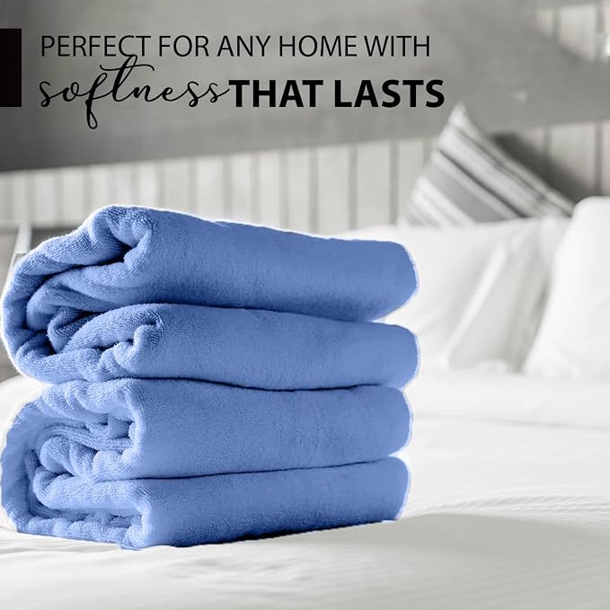 KAHAF COLLECTION 100% Cotton Bath Towels, 24x48 Pack of 6 Towels, Quick Dry, Highly Absorbent, Soft Feel Towel, Gym, Spa, Bathroom, Shower, Pool, Luxury Soft Towels (Blue, 24x48-6 Pack)