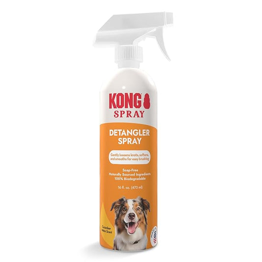 Kong Detangler Spray for Dogs – Cucumber Melon Scent, 16 fl oz – Loosens Knots, Softens & Smooths Coats, Biodegradable, Alcohol-Free, Dye-Free, Cruelty-Free, for Sensitive Skin, Made in USA