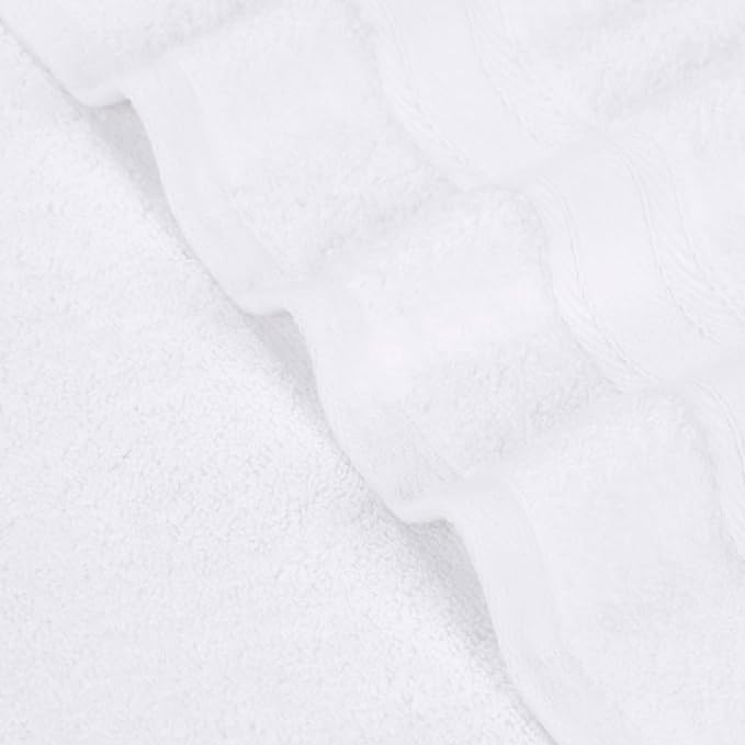 Superior Belmont Zero Twist Cotton Medium Weight Towels, for Guest Bath, Bathroom, Shower, Spa, Plush, Quick Dry, Ultra-Soft Towels, Bath Essentials, Thick Border, 8 Piece Assorted Towel Set, White